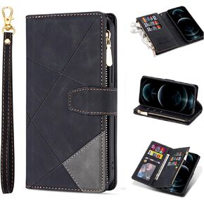 ZCDAYE Case for iPhone 15 Pro Max, iPhone 15 Pro Max Wallet Phone Case with Card Holder & Wristle Strap, Indentation Texture Leather Flip Phone Cover for iPhone 15 Pro Max(6.7 inch), Blue