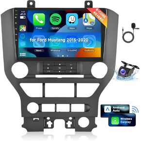 [8 CORE 4G+64G] Car Radio for Ford Mustang 2015-2020 with Wireless Carplay/Android Auto, 9 Inch Android 13 IPS Touch Screen Car Stereo, Bluetooth, GPS Navi, WiFi, SWC, DSP + Backup Camera