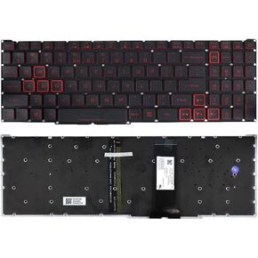 Laptop Replacement US Layout Red Backlit Keyboard for Acer Nitro 5 AN51554 AN5155450AF AN5155455YM AN5155458YY AN5155471FT Black