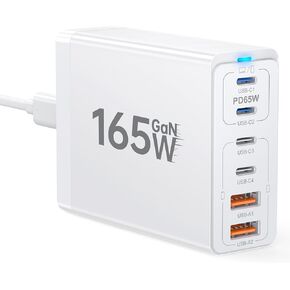 165W USB C Fast Charger Station, 6 Port PD GaN Fast Multiport Charging Block Hub Plug Laptop Power Adapter Compatible with MacBook Pro/Air iPad Pro iPhone 15 14 13 12,Galaxy S23 Pixel Steam Deck