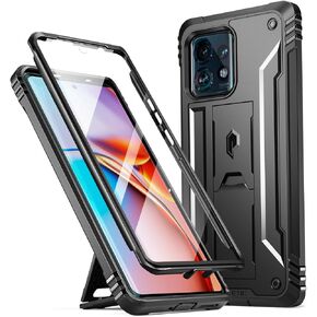 Poetic Revolution Case for Motorola Moto Edge Plus 5G 2023[Not for 2022 Version],[20FT Mil-Grade Drop Tested], Full-Body Shockproof Protective Cover with Kickstand and Built-in-Screen Protector, Black