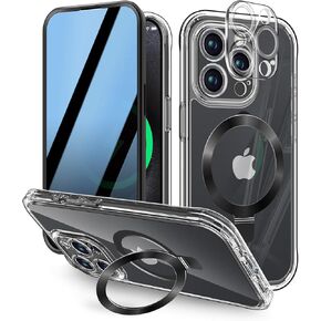 [Built-in Anti Peep Screen Protector & Invisible Magnetic Kickstand] Privacy Case for iPhone 16 Pro Max 6.9'' [Integrated Lens Protection] [Compatible with MagSafe] Full-Body Drop Proof Case -Clear