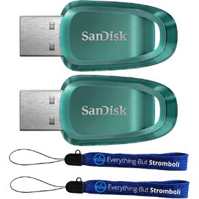 SanDisk Ultra Eco USB 3.2 Flash Drive 2-Pack 64GB Gen 1 USB-A High Performance Thumb Drive for Computers, Laptops, Desktops 100MB/s (SDCZ96-064G-G46) Bundle with (2) Everything But Stromboli Lanyards