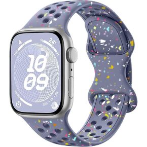 سوار سيليكون رياضي مسامي متوافق مع أساور ساعة Apple 40 مم 38 مم 44 مم 41 مم 45 مم 42 مم 49 مم للنساء والرجال، سوار معصم ناعم من البلاستيك المعاد تدويره لسلسلة iWatch Bands 9 SE 8 7 6 5 4 3 2 1 Ultra