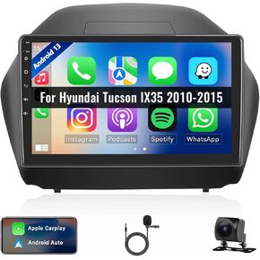 Camecho Car Radio Head Unit Android 13 for Hyundai Tucson IX35 2010-2015 Radio, 10" Touch Screen Car Stereo with CarPlay, Android Auto, Bluetooth, WiFi, HiFi & EQ, GPS Navigation + AHD Backup Camera