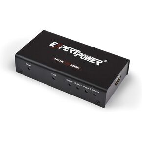 ExpertPower 1x2 HDMI Splitter | 2 Port | 1 in - 2 out | Ultra HD 4K/2K | Full HD/3D | 1080P | HDMI 1.4 | HDTV | PS4 / PS3 | XboxOne / 360 | DVD | Blu-ray | DTS Digital | Digital Audio