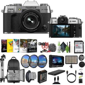 Fujifilm X-T50 Mirrorless Digital Camera XC15-45mmF3.5-5.6 OIS PZ Lens Bundle Kit With 128GB UHS-II Memory Card + Tripod + Video LED Light + Rode Microphone + 7" HD Monitor + More Accessories - Silver in Saudi Arabia