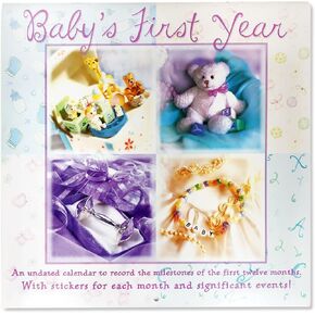 DateWorks Baby Calendar First Year with Stickers – Premium Baby First Year Calendar with 80 Milestone Stickers – 0-12 Months First Year Keepsake Calendar for Boys and Girls