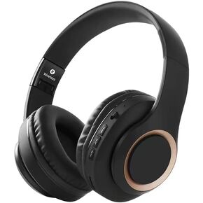 Bluetooth Headphones Over Ear with Microphone,BT Headphones,Foldable Wireless and Wired Stereo Headset Micro SD/TF, FM,Soft Earmuffs &Light Weight for Prolonged Wearing (Black)