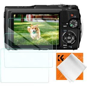 K&F Concept [3pcs Screen Protector for Olympus TG-7/TG-6/TG-5/TG-4/TG-3 Camera, Ultra Clear Tempered Glass Screen Protector, Anti Scratch Bubble Free Ultra Resistant