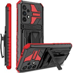 CCSamll for Samsung Galaxy A53 Case with Belt Clip Holster, Military Grade Heavy Duty Protection Armor Case with Stand Sturdy Durable Phone Case for Samsung Galaxy A53 5G JG Red