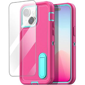 AICase iPhone 12/iPhone 12 Pro Case (2020) 6.1-Inch, Drop Protection Rugged Heavy Duty Case, Shockproof/Drop/Dust Proof 3-Layer Protective Tough Durable Cover_Pink in Kuwait