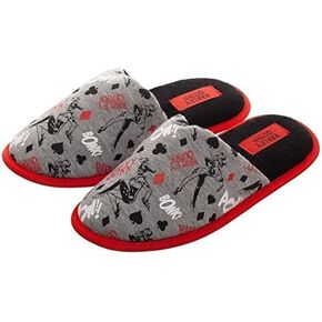 DC Comics Classic All-Over Print Women's Slide Slippers, Gray (Large, 9/10)