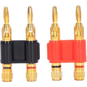 Dual Banana Plug, 2Pcs Stackable Dual Banana Male Plug 2 Way Brass Connectors Speaker Wire Accessories 32A 1000V, Connectors & Adapters