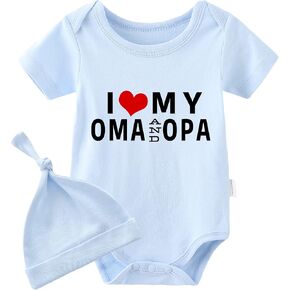 YSCULBUTOL Baby Twins Bodysuit I Love My Oma And Opa Baby Romper Newborn Baby Infant Outfits Boy Girl Clothes