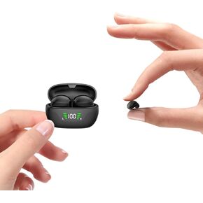 Invisible Smallest Mini Earbuds Wireless Bluetooth Ear Buds for Small Ears Canals, Discreet Low Profile Spy Earpiece Wireless Tiny Micro Hidden Earbuds with Microphone Small Headphones for Work-Black
