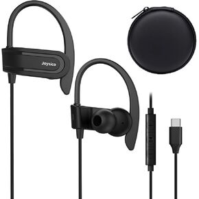 Wired USB C Headphones for iPhone 15, iPad, Samsung, Google and Other USBC Android Phones, Type C Earbuds with Over Ear Hook, Microphone, Volume Control and Earphones Case for Sports Running
