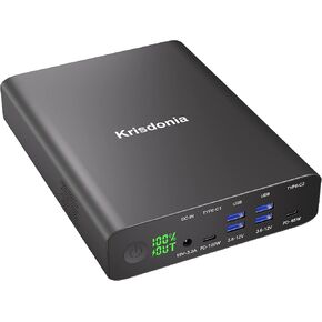 Krisdonia Portable Charger, PD 100W USB C Power Bank 64000mAh Fast Charging External Battery Pack with Dual USB-C PD (100W&65W) & 4 USB-A (QC3.0 18W) for Type-C Laptops, MacBook Pros, XPS, iPad Pro