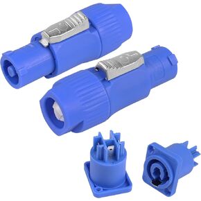 3 Pin AC Powercon Connectors YACSEJAO 2Pack 250V 20A Nac3mpa Locking PowerCon Neutrik Connectors for Stage Light LED Screen White Connector (Input)