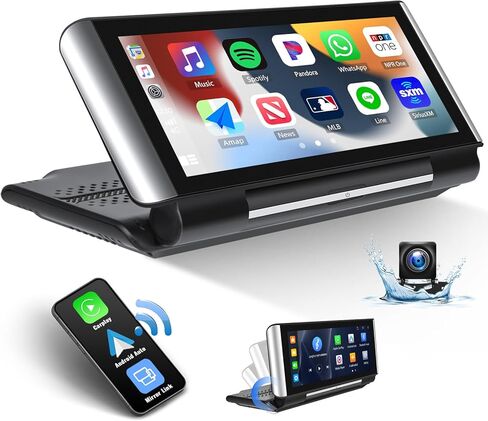 Newest Wireless Carplay Portable Car Stereo, 6.86-Inch Foldable Touchscreen with Android Auto, Mirror Link, Car Radio Receiver with FM Transmitter/Bluetooth Hansfree, AUX, Voice Control+Backup Camera in Saudi Arabia