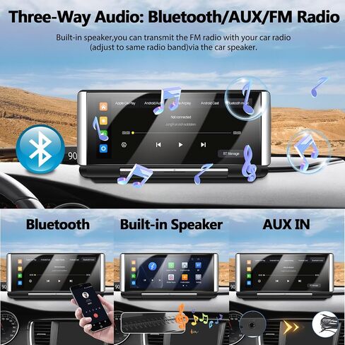 Newest Wireless Carplay Portable Car Stereo, 6.86-Inch Foldable Touchscreen with Android Auto, Mirror Link, Car Radio Receiver with FM Transmitter/Bluetooth Hansfree, AUX, Voice Control+Backup Camera in Saudi Arabia