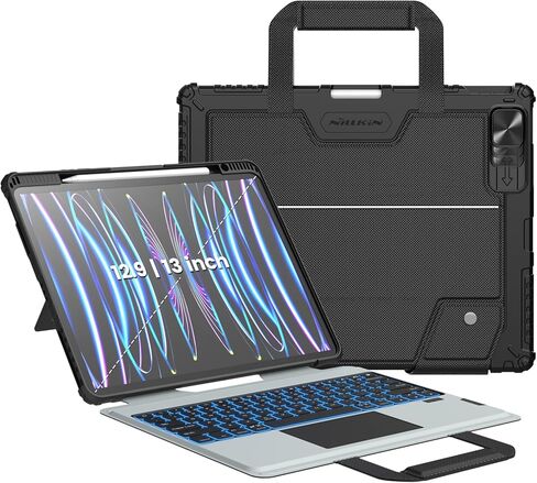 Nillkin Carry Go Backlit Keyboard Case for iPad Pro 12.9 (3rd/4th/5th/6th Generation) with Handle, Grey for iPad Air 13 inch M2 Detachable Keyboard with Trackpad,Kickstand,Great Typing,Function Row in Saudi Arabia