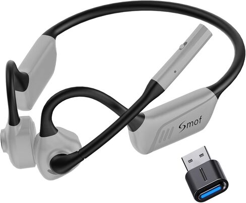 سماعات أذن مفتوحة من Smof مع ميكروفون، مع دونجل USB، سماعة بلوتوث 5.1 خفيفة الوزن مع ميكروفون لإلغاء الضوضاء وزر كتم الصوت للأعمال المكتبية/الألعاب in Kuwait