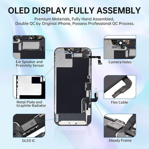 [OLED] استبدال شاشة iPhone 12 مقاس 6.1 بوصة لهاتف iPhone 12 Pro OLED تعمل باللمس محول رقمي مجموعة كاملة مع طقم إصلاح سماعة الأذن أدوات إصلاح الزجاج حصيرة المسمار المغناطيسي A2172 A2402 A2403 A2404 in Saudi Arabia