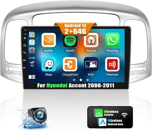 [2+64G] ستيريو سيارة Android 13 لسيارة Hyundai Accent 2006-2011 مع Apple Carplay&Android Auto، راديو سيارة بشاشة تعمل باللمس 9 بوصة مع وصلة مرآة GPS WiFi Bluetooth FM/RDS SWC AUX-in+كاميرا احتياطية in Saudi Arabia