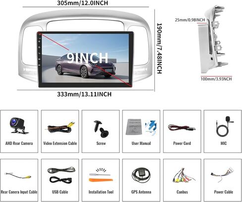 [2+64G] ستيريو سيارة Android 13 لسيارة Hyundai Accent 2006-2011 مع Apple Carplay&Android Auto، راديو سيارة بشاشة تعمل باللمس 9 بوصة مع وصلة مرآة GPS WiFi Bluetooth FM/RDS SWC AUX-in+كاميرا احتياطية in Saudi Arabia