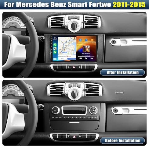 [2+64G] ستيريو سيارة Android 13 لسيارة Mercedes Benz Smart Fortwo 2011-2015 مع Carplay اللاسلكي وAndroid Auto، راديو سيارة بشاشة تعمل باللمس 9 بوصة مع مرآة Link GPS WiFi Bluetooth FM/RDS SWC HiFi+كاميرا احتياطية in Saudi Arabia