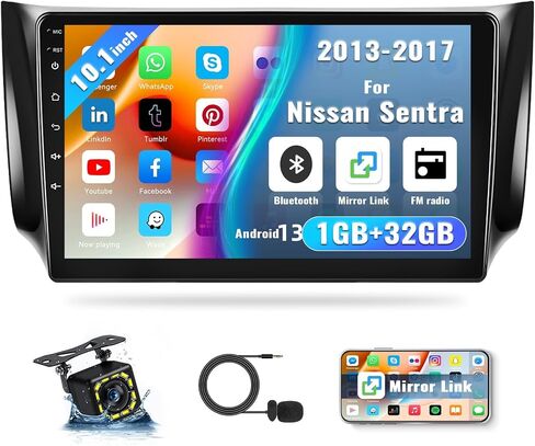 [1G+32G] Android 13 Car Stereo for Nissan Sentra 2013-2017 with GPS Navigation Head Unit Bluetooth Car Radio 10.1 Inch HD Touchscreen Mirror Link WiFi FM/RDS Radio USB SWC+Backup Camera Mic in Saudi Arabia