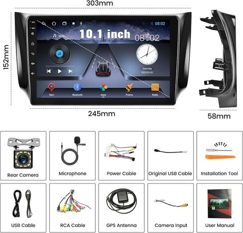 [1G+32G] Android 13 Car Stereo for Nissan Sentra 2013-2017 with GPS Navigation Head Unit Bluetooth Car Radio 10.1 Inch HD Touchscreen Mirror Link WiFi FM/RDS Radio USB SWC+Backup Camera Mic in Saudi Arabia