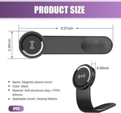 قطعة واحدة من حامل هاتف السيارة، تصميم قابل للدوران 360 درجة، هيكل ثابت تلقائي، تركيب غير مدمر، حامل الهاتف الخلوي العالمي المستقر والسلس للسيارات (أسود) in Kuwait