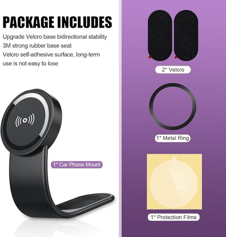 قطعة واحدة من حامل هاتف السيارة، تصميم قابل للدوران 360 درجة، هيكل ثابت تلقائي، تركيب غير مدمر، حامل الهاتف الخلوي العالمي المستقر والسلس للسيارات (أسود) in Kuwait