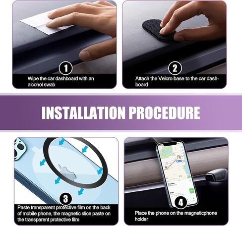 قطعة واحدة من حامل هاتف السيارة، تصميم قابل للدوران 360 درجة، هيكل ثابت تلقائي، تركيب غير مدمر، حامل الهاتف الخلوي العالمي المستقر والسلس للسيارات (أسود) in Kuwait