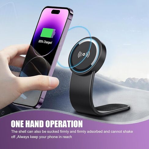 قطعة واحدة من حامل هاتف السيارة، تصميم قابل للدوران 360 درجة، هيكل ثابت تلقائي، تركيب غير مدمر، حامل الهاتف الخلوي العالمي المستقر والسلس للسيارات (أسود) in Kuwait