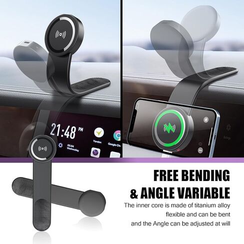 قطعة واحدة من حامل هاتف السيارة، تصميم قابل للدوران 360 درجة، هيكل ثابت تلقائي، تركيب غير مدمر، حامل الهاتف الخلوي العالمي المستقر والسلس للسيارات (أسود) in Kuwait