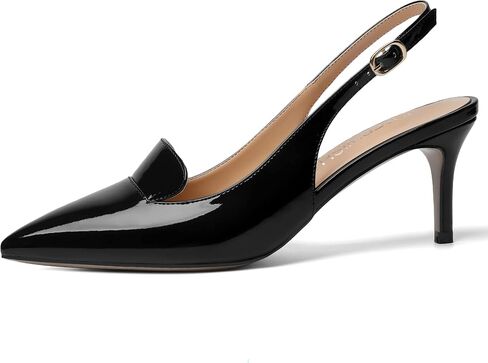 ROSERWISH إمرأة مثير إبزيم أنيق Slingback براءة اختراع وأشار اصبع القدم العمل Stiletto منتصف كعب مضخات فستان أحذية 2.5 بوصة in Kuwait