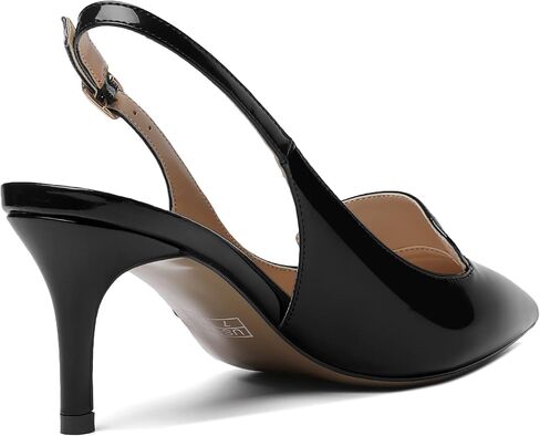 ROSERWISH إمرأة مثير إبزيم أنيق Slingback براءة اختراع وأشار اصبع القدم العمل Stiletto منتصف كعب مضخات فستان أحذية 2.5 بوصة in Kuwait