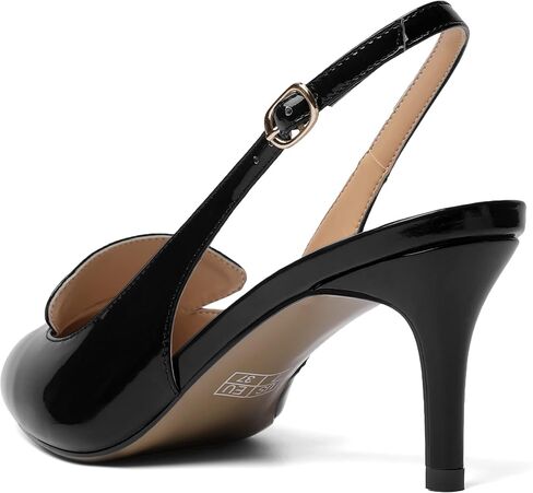 ROSERWISH إمرأة مثير إبزيم أنيق Slingback براءة اختراع وأشار اصبع القدم العمل Stiletto منتصف كعب مضخات فستان أحذية 2.5 بوصة in Kuwait