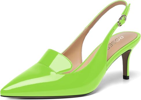 ROSERWISH إمرأة مثير إبزيم أنيق Slingback براءة اختراع وأشار اصبع القدم العمل Stiletto منتصف كعب مضخات فستان أحذية 2.5 بوصة in Kuwait