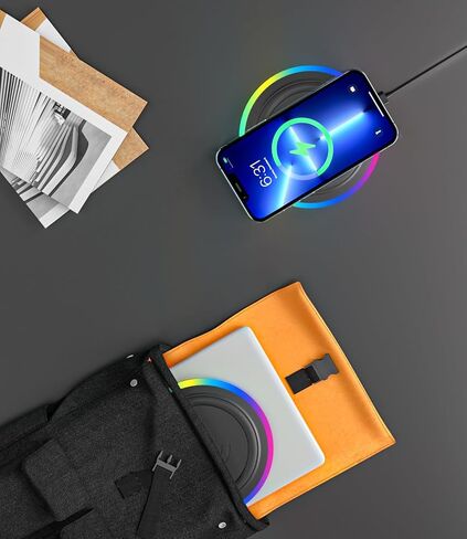 Wireless Charger Pad, 15W Max Fast RGB Wireless Charging Pad Compatible iPhone 14/14 Plus/14 Pro/14 Pro Max/13/13 Mini/SE 2022/12/11, Samsung Galaxy S22/S21/S20,For AirPods 3 2 Pro(No AC Adapter) Pink in Saudi Arabia