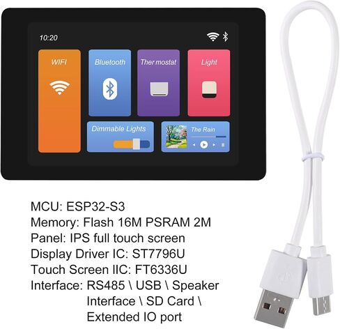 AITRIP 1PACK ESP32 Development Board WT32-SC01 with 3.5in 320 * 480 Based on ESP32-WROVER-B Multi-Touch LCD Screen with GUI Firmware 4MB SPI Flash/8MB PSRAM, WiFi, BT, BLE MCU Module for Arduino in Saudi Arabia