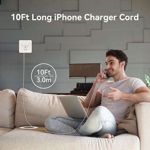 iPhone 15 Pro Max Charger Fast Charging, 30W USB C Wall Charger Block With 10 FT USB C to C Long Charging Cable Cord for iPhone 15 Pro/15 Pro Max/15 Plus,iPad Pro/Air/Mini, Samsung galaxy S24/23 Ultra in Saudi Arabia