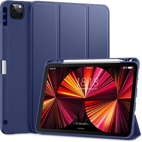 DTTO Case for iPad Pro 11 inch 4th/3rd/2nd/1st Generation 2022/2021/2020/2018, Slim Trifold Stand Soft TPU Back Cover with Built-in Pencil Holder,Also Fit iPad Air 5/4, [Auto Sleep/Wake],Navy Blue in Saudi Arabia