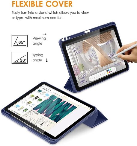 DTTO Case for iPad Pro 11 inch 4th/3rd/2nd/1st Generation 2022/2021/2020/2018, Slim Trifold Stand Soft TPU Back Cover with Built-in Pencil Holder,Also Fit iPad Air 5/4, [Auto Sleep/Wake],Navy Blue in Saudi Arabia