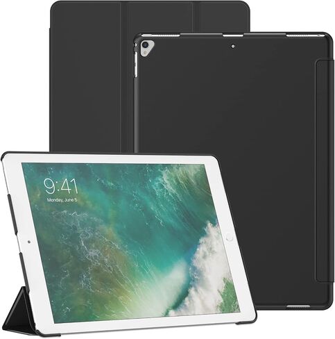 حافظة JETech لجهاز iPad Pro 12.9 بوصة (موديل 2015/2017، الجيل الأول/الثاني)، غطاء خلفي صلب واقٍ للكمبيوتر اللوحي ناعم الملمس، تنبيه/غفو تلقائي (أسود) in Saudi Arabia