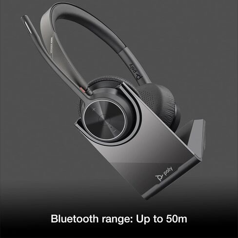 Poly Voyager 4320 UC Wireless Bluetooth Duo Headset (USB-A) Teams Version - Global Teck Bundle with Microfiber Cloth - for Deskphone, PC/Mac, Works with Zoom, RingCentral in Saudi Arabia