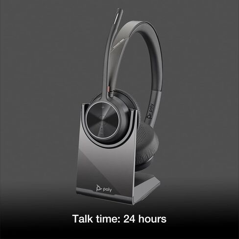 Poly Voyager 4320 UC Wireless Bluetooth Duo Headset (USB-A) Teams Version - Global Teck Bundle with Microfiber Cloth - for Deskphone, PC/Mac, Works with Zoom, RingCentral in Saudi Arabia